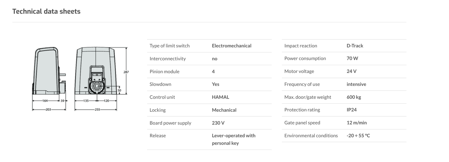 BFT sliding Gate 600kg