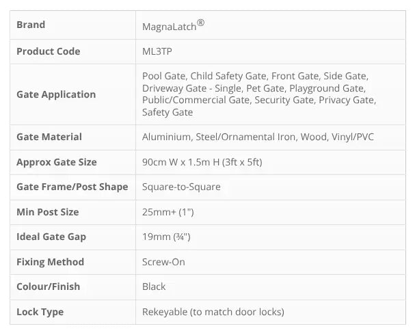 Magnalatch Child Safe Lock For Gate- SERIES 3 TOP PULL -Made in Australia AL BAB AL THAKI AUTOMATIC DOORS TR LLC