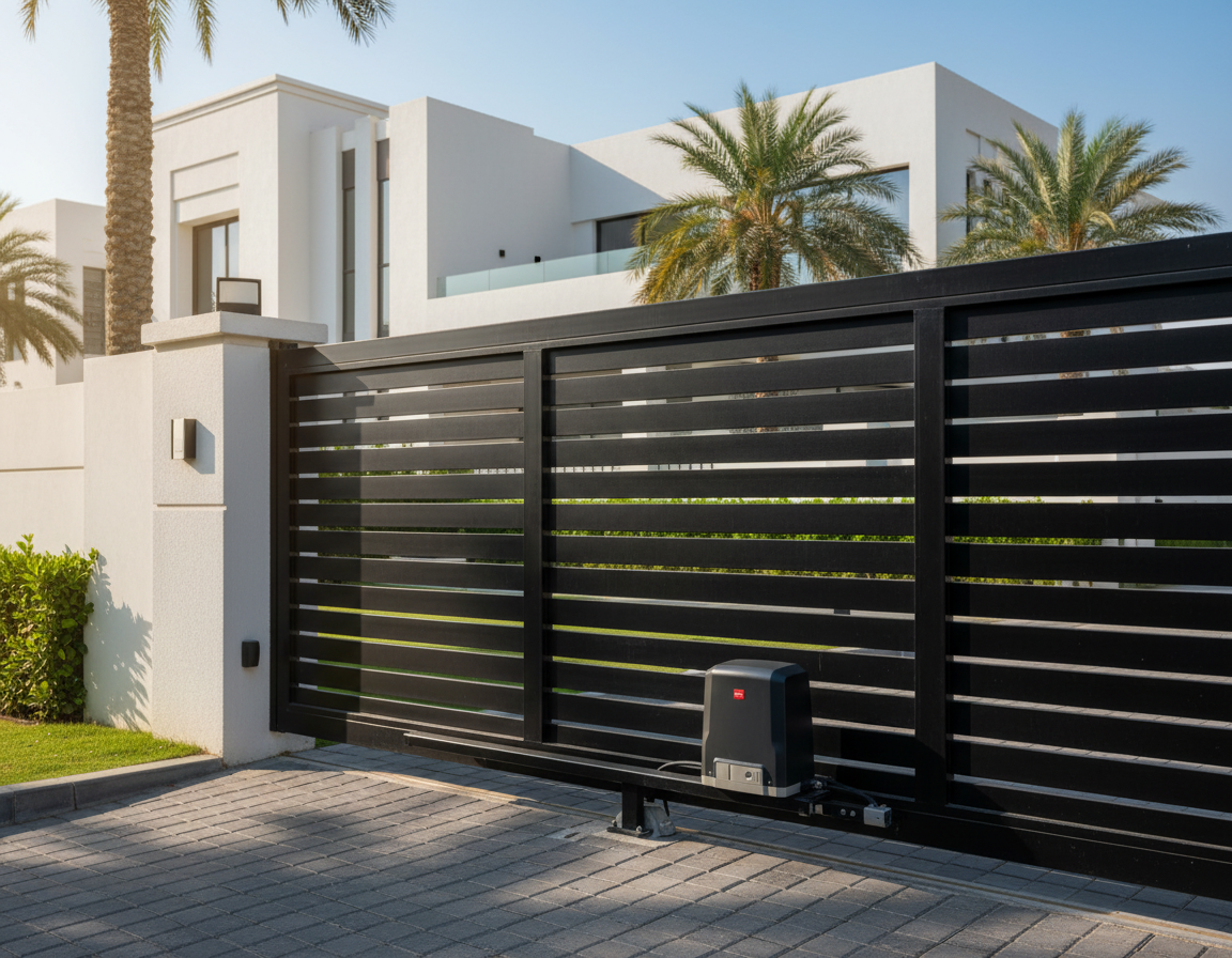 BFT Deimos BT 600 Sliding Gate Opener in Dubai Villa Setting